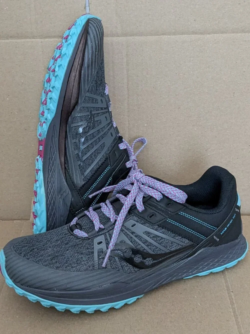 Saucony Mad River TR2 Trail Running Shoe Womens Size 12 Black Navy Blue Sneeker
